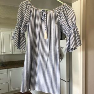 Super cute blue striped shirt/short dress